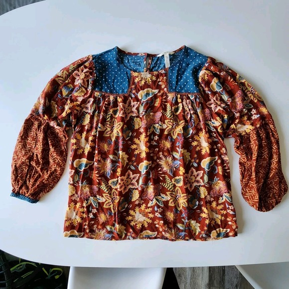 MATILDA JANE Shirt Womens Medium Garden Mums‎ Print Paisley BOHO Top Hippie - Picture 10 of 16